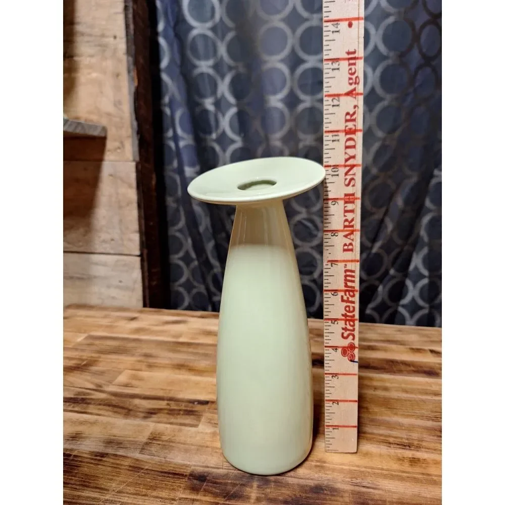 10' MCM Pottery Tilt Head Vase Modern Design Light‎ Green Avocado Vintage Decor